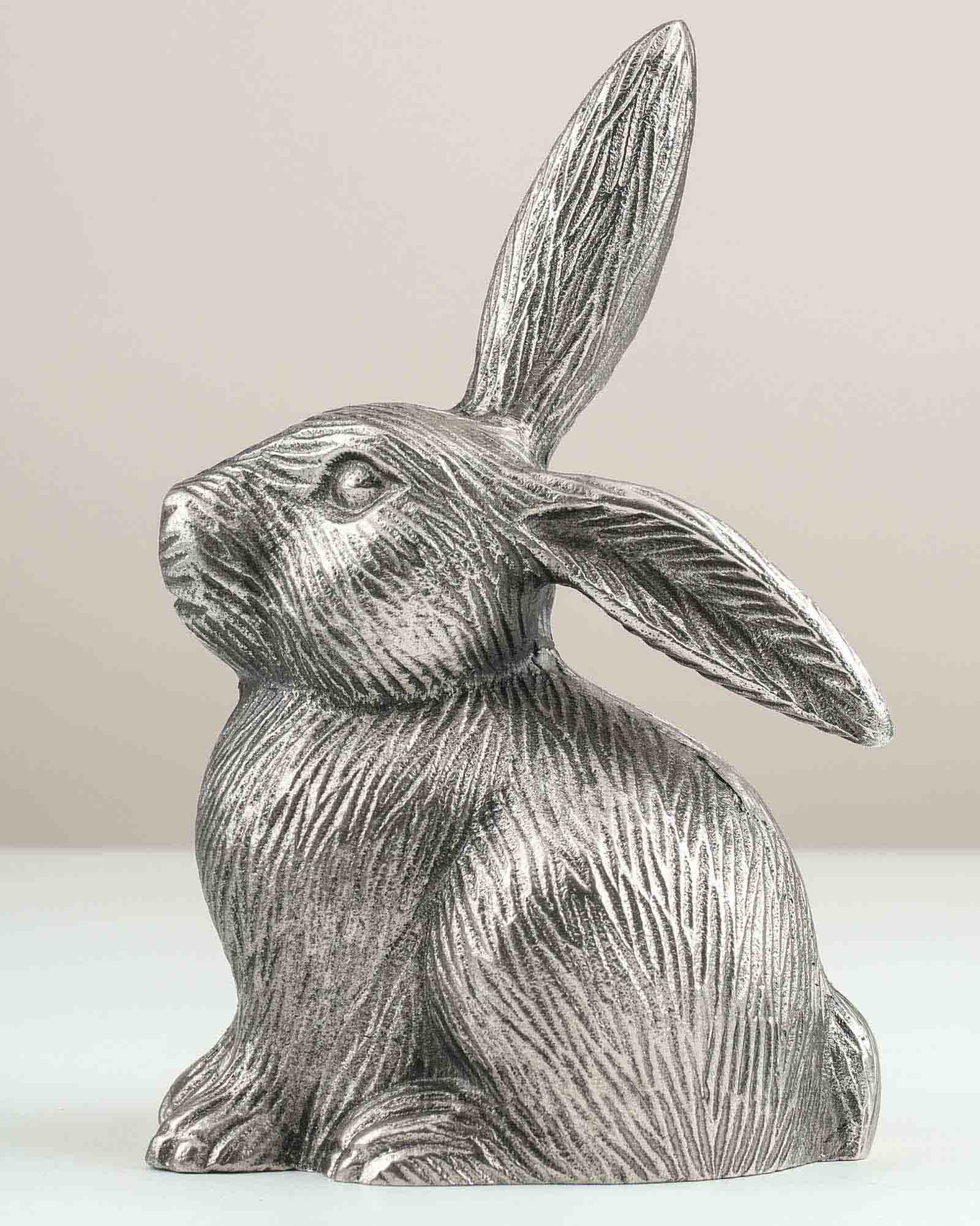 Conejo Ant. Silver Table Decor in antique silver finish placed on a tabletop