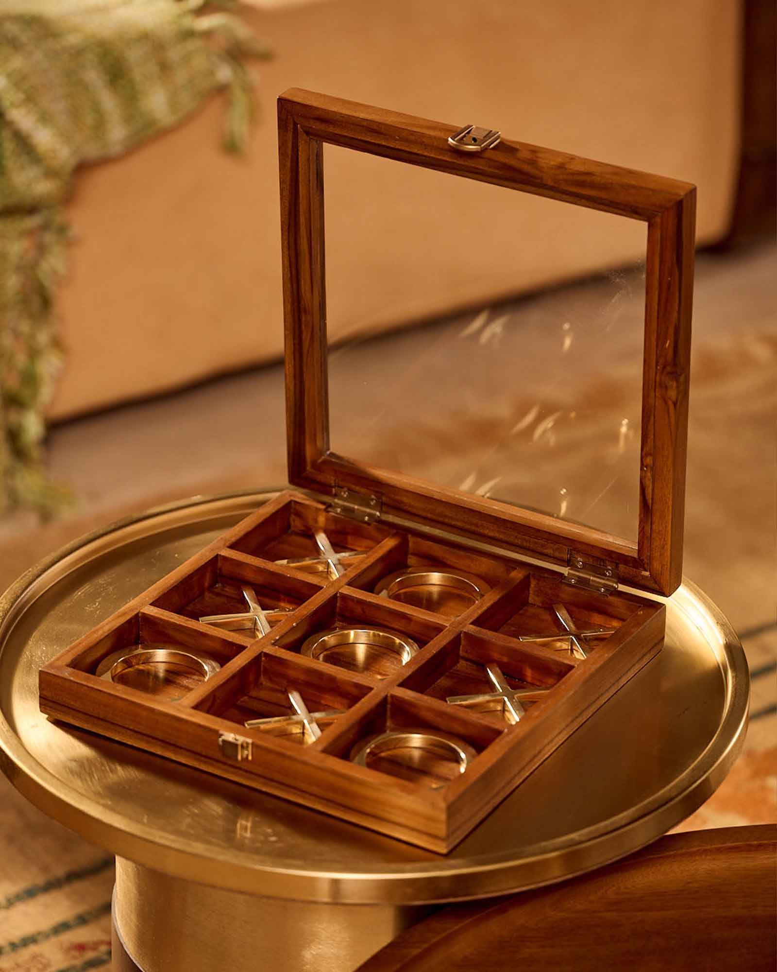 Selva Tic Tac Toe premium wooden tabletop game for home décor