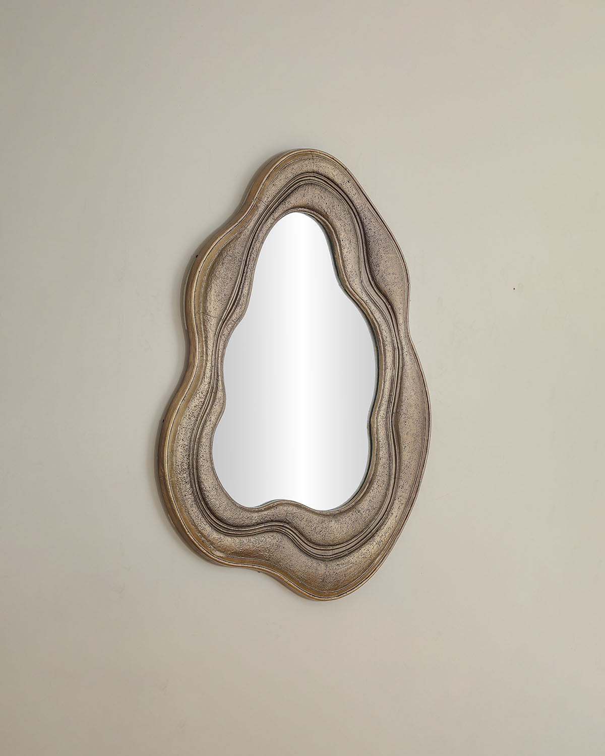 Corvin luxury mirror with antique brass frame and designed mirror glass for living room décor