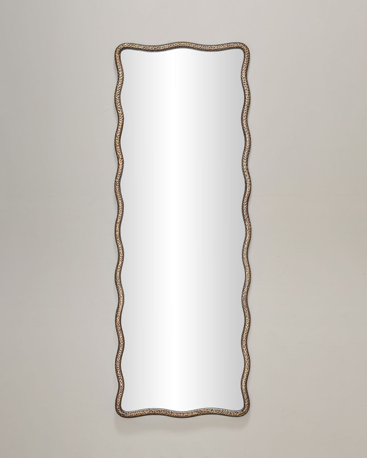 Luxury living room mirror crafted in textured antique brass with premium mirror glass.